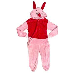 Little Pig Hooded Union Suit Costume Fleece Onesie Pajama For Adults Size S